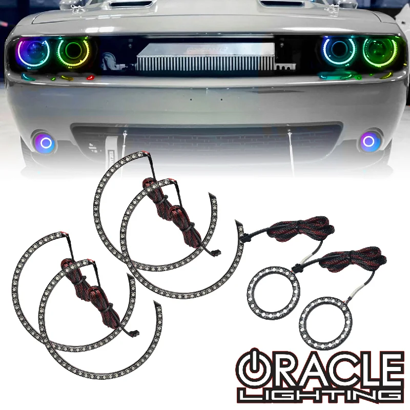 Track lighting with a sleek profileORACLE Lighting 2015-2023 Dodge Challenger Dynamic ColorSHIFT Surface Mount Headlight & Fog Light Halo Kit - Combo