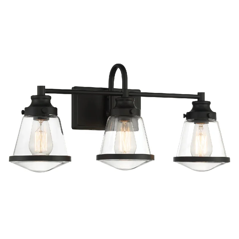 Industrial Pendant Lighting for Machine ShopsMannsdale 24" 3 Lights Bathroom Vanity Light Black Finish