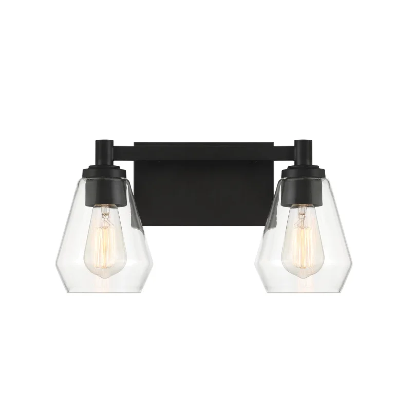 Industrial Area Lighting for Large Open SpacesClarity 10" 2 Lights Bathroom Vanity Light Black Finish Industrial Area Lighting for Large Open SpacesClarity 10" 2 Lights Bathroom Vanity Light Black Finish