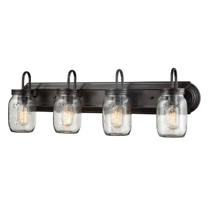 Waterproof Industrial Lighting for Wet AreasIndustrial Glass Mason Jar Bathroom Wall Sconces Bronze 4-Light Waterproof Industrial Lighting for Wet AreasIndustrial Glass Mason Jar Bathroom Wall Sconces Bronze 4-Light