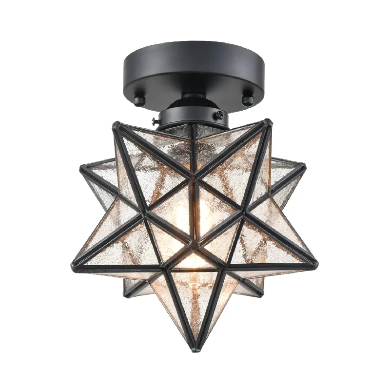 Dust - Resistant Industrial Lighting for Dirty WorkspacesIndustrial Moravian Star Ceiling Light with Seeded Glass 8 Inches