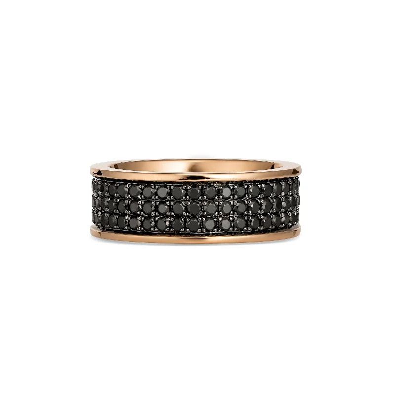 Artisan Boston Three Row Black Diamond Men's Eternity Ring | 18K Rose Gold