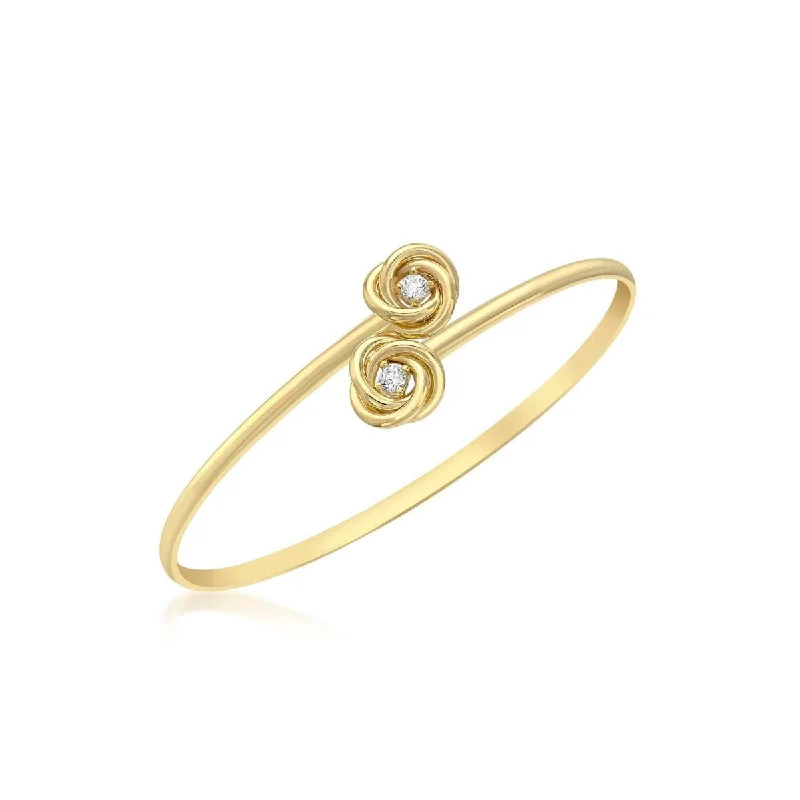 9K Yellow Gold CZ Knot Flexible Bangle