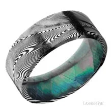 Damascus Steel White Wedding Band