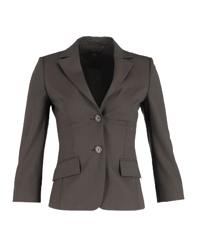 Boss by Hugo Boss Single-Breasted Blazer in Brown Lana Vergine