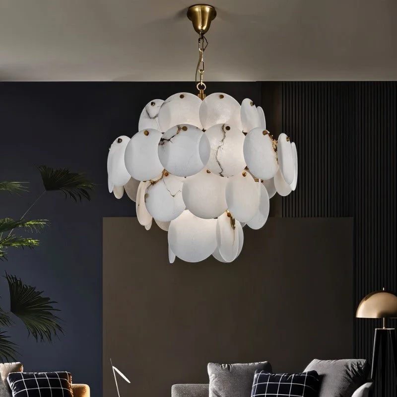Chandeliers with Clear Crystal for a Sparkling EffectChandeliers with Clear Crystal for a Sparkling EffectCaelum Alabaster Chandelier Light