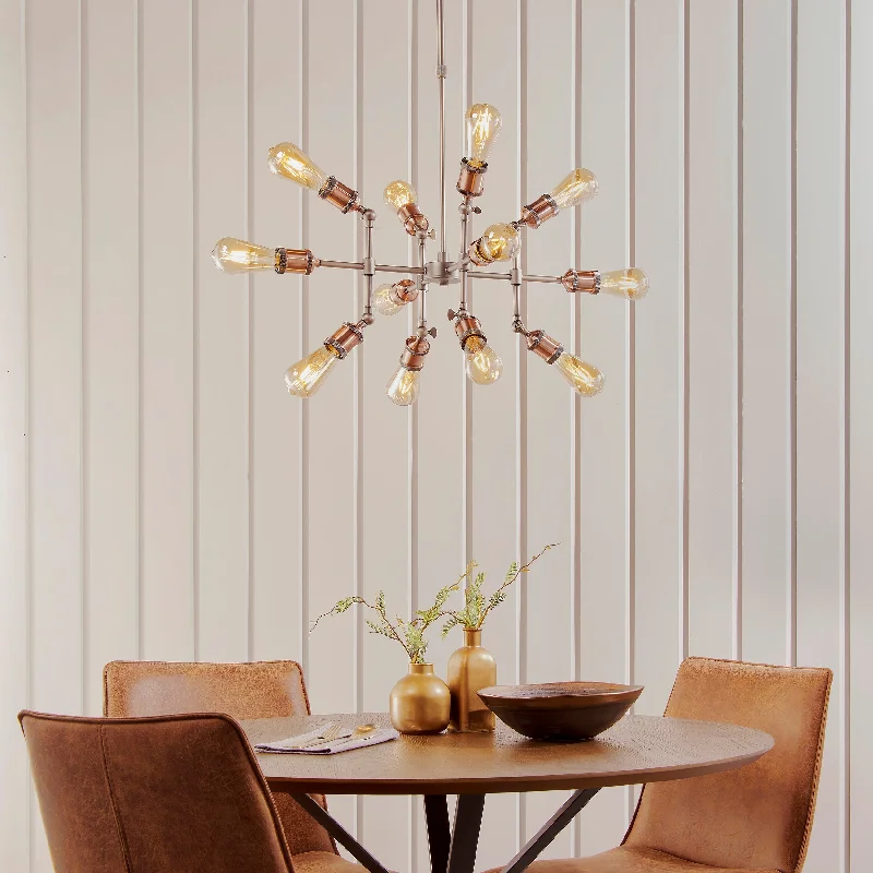 Chandeliers with Frosted Glass for a Softer Light DiffusionChandeliers with Frosted Glass for a Softer Light DiffusionEndon Hal 12lt Chandelier Aged Pewter & Copper