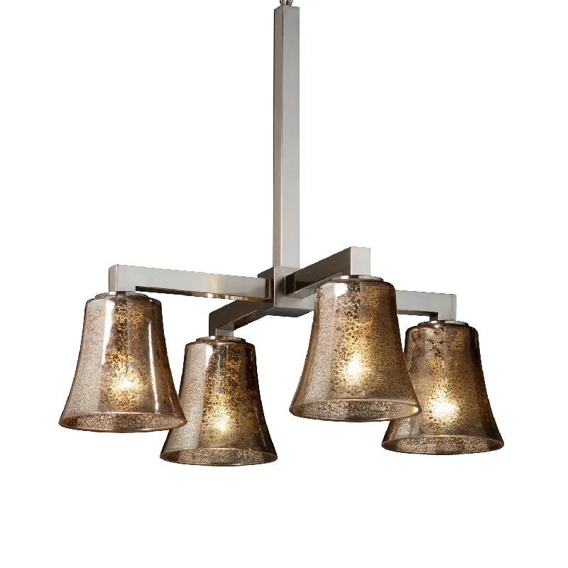 Chandeliers with Colored Glass for a Splash of ColorChandeliers with Colored Glass for a Splash of ColorJustice Designs Fusion FSN-8920-20-MROR-NCKL Chandelier Light - Brushed Nickel