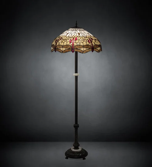 Fabric Floor Lamp with a Linen Shade for a Relaxed AestheticFabric Floor Lamp with a Linen Shade for a Relaxed AestheticMeyda Lighting 229132 62" High Tiffany Hanginghead Dragonfly Floor Lamp