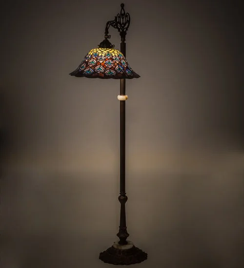 Glass Floor Lamp with Frosted Shades for Soft Diffused LightGlass Floor Lamp with Frosted Shades for Soft Diffused LightMeyda Lighting 65840 61"H Tiffany Peacock Feather Bridge Arm Floor Lamp