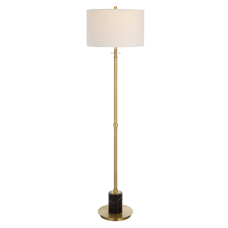 Glass Floor Lamp with Frosted Shades for Soft Diffused LightGlass Floor Lamp with Frosted Shades for Soft Diffused LightUttermost 30137-1 Guard Brass Floor Lamp