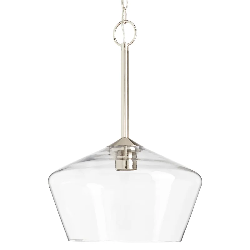 Japanese - Inspired Ceiling Lights with Shoji - Screen - like DiffusersJapanese - Inspired Ceiling Lights with Shoji - Screen - like DiffusersMorbelle Pendant - Polished Nickel - Clear Glass - 14in. Diameter - E26 Medium Base